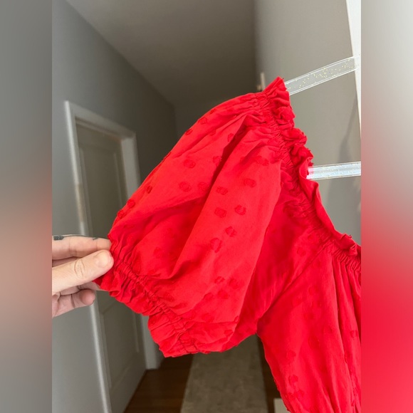 SELF CONTRAST Red Alana Smocking Top, size M - Picture 5 of 7